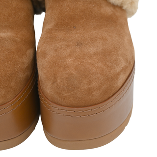CELINE | Tan Suede Shearling Dana Mules