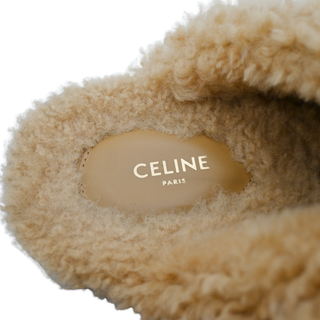 CELINE | Tan Suede Shearling Dana Mules