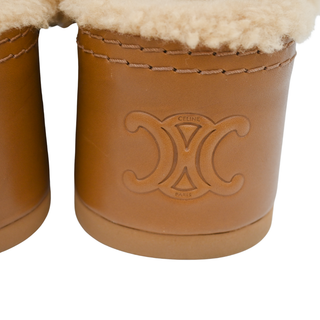 CELINE | Tan Suede Shearling Dana Mules