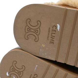 CELINE | Tan Suede Shearling Dana Mules
