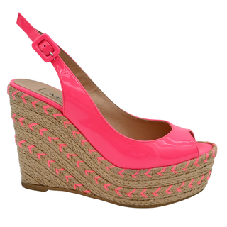 VALENTINO | Neon Pink Espadrille Wedge Sandals
