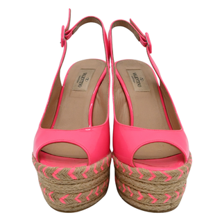 Neon Pink Espadrille Wedge Sandals
