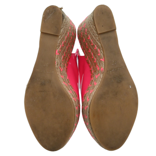 Neon Pink Espadrille Wedge Sandals
