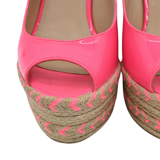 VALENTINO | Neon Pink Espadrille Wedge Sandals