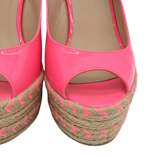 Neon Pink Espadrille Wedge Sandals