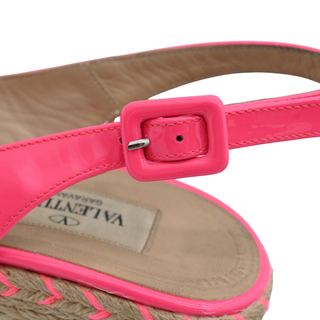 VALENTINO | Neon Pink Espadrille Wedge Sandals