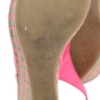 Neon Pink Espadrille Wedge Sandals