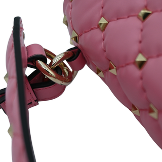 VALENTINO | Candy Rose Leather Quilted Rockstud Spike Shoulder Bag