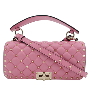 VALENTINO | Candy Rose Leather Quilted Rockstud Spike Shoulder Bag