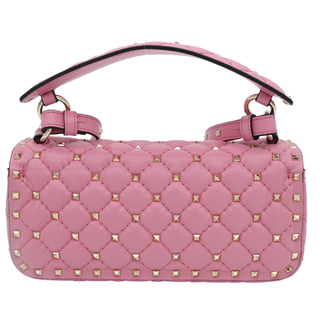 VALENTINO | Candy Rose Leather Quilted Rockstud Spike Shoulder Bag