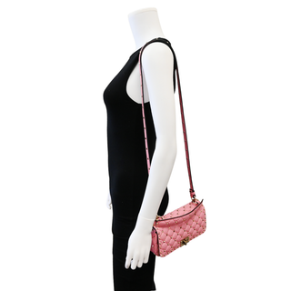 VALENTINO | Candy Rose Leather Quilted Rockstud Spike Shoulder Bag