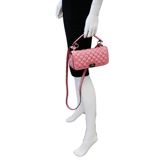 VALENTINO | Candy Rose Leather Quilted Rockstud Spike Shoulder Bag