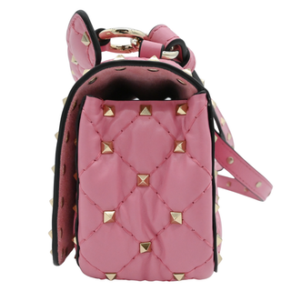 Candy Rose Leather Quilted Rockstud Spike Shoulder Bag