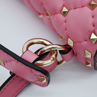 Candy Rose Leather Quilted Rockstud Spike Shoulder Bag