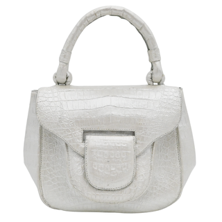 NANCY GONZALEZ | Pearly Crocodile Top Handle Bag