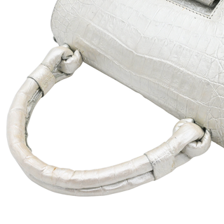 NANCY GONZALEZ | Pearly Crocodile Top Handle Bag