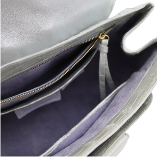 NANCY GONZALEZ | Pearly Crocodile Top Handle Bag