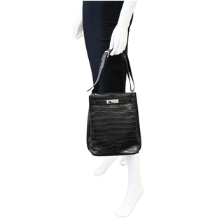 Black So Kelly 22 Alligator Shoulder Bag