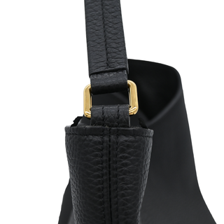 Black Leather Alix Zip Lock Shoulder Bag