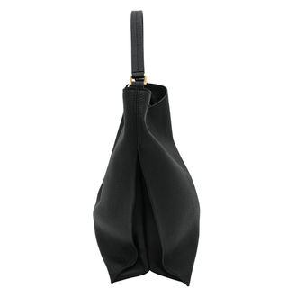 Black Leather Alix Zip Lock Shoulder Bag