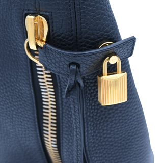 Black Leather Alix Zip Lock Shoulder Bag