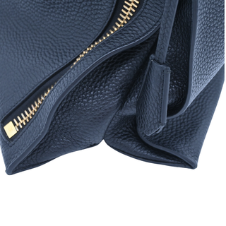 Black Leather Alix Zip Lock Shoulder Bag