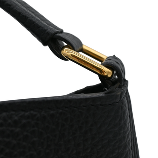 Black Leather Alix Zip Lock Shoulder Bag