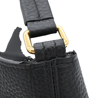 Black Leather Alix Zip Lock Shoulder Bag