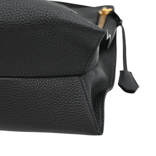 Black Leather Alix Zip Lock Shoulder Bag