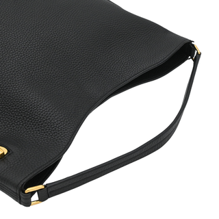 Black Leather Alix Zip Lock Shoulder Bag