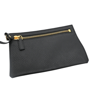 Black Leather Alix Zip Lock Shoulder Bag