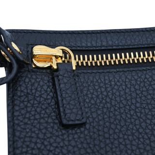 Black Leather Alix Zip Lock Shoulder Bag