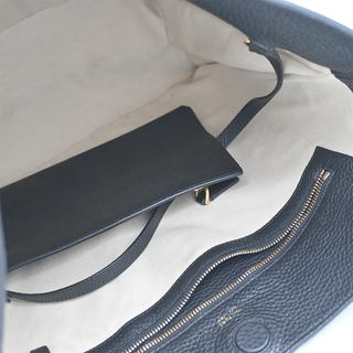 Black Leather Alix Zip Lock Shoulder Bag