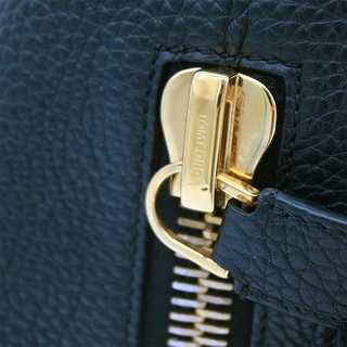 Black Leather Alix Zip Lock Shoulder Bag