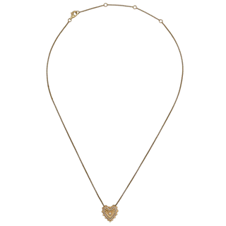 14K Gold Diamond Fluted Heart Necklace