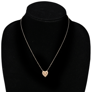&nbsp; | 14K Gold Diamond Fluted Heart Necklace