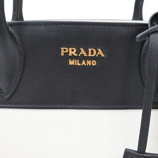 Black & White Saffiano Leather Esplanade Satchel Bag