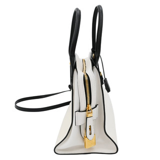 Black & White Saffiano Leather Esplanade Satchel Bag