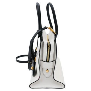 Black & White Saffiano Leather Esplanade Satchel Bag