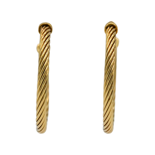 18K Gold Cable Hoop Earrings
