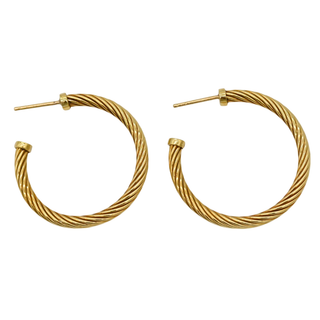 18K Gold Cable Hoop Earrings