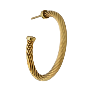 18K Gold Cable Hoop Earrings