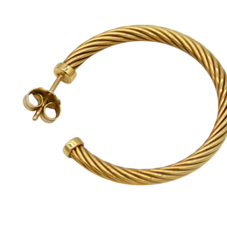 18K Gold Cable Hoop Earrings