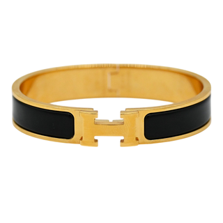 Narrow Black Clic H Bracelet