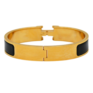 Narrow Black Clic H Bracelet