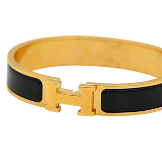 Narrow Black Clic H Bracelet