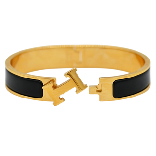 Narrow Black Clic H Bracelet