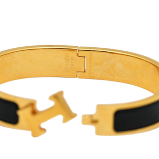 Narrow Black Clic H Bracelet