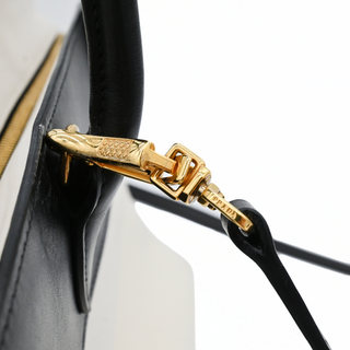 Black & White Saffiano Leather Esplanade Satchel Bag
