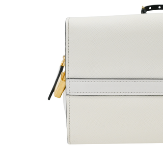 Black & White Saffiano Leather Esplanade Satchel Bag